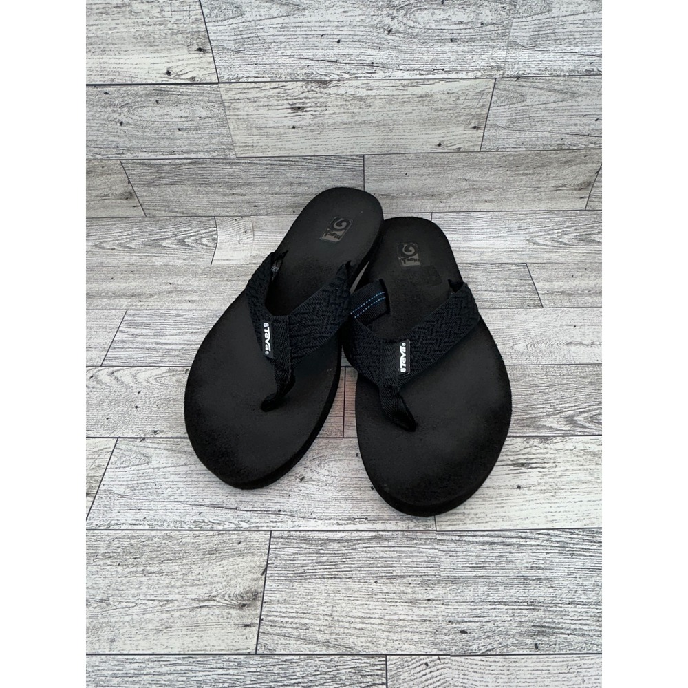 Teva Mush II Black Flip Flop Sandals Women Sz 7 4198 Cushioned Mush Topsole